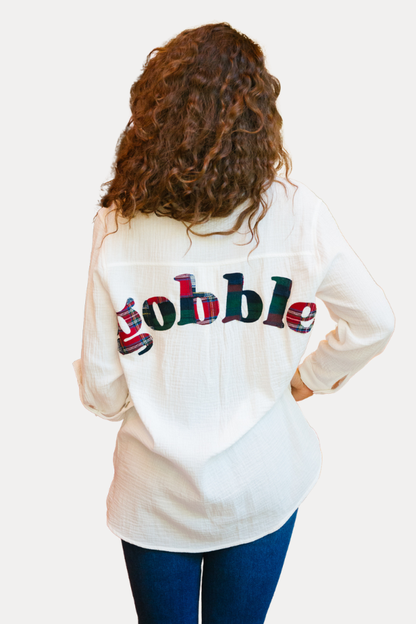 *GOBBLE WHITE BUTTON DOWN - SMALL DRESS Judith March