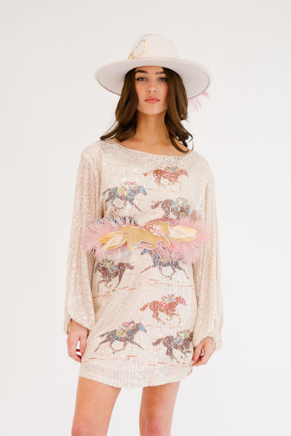 OFF TO THE RACES LONG-SLEEVE SEQUIN DRESS DRESS Judith March