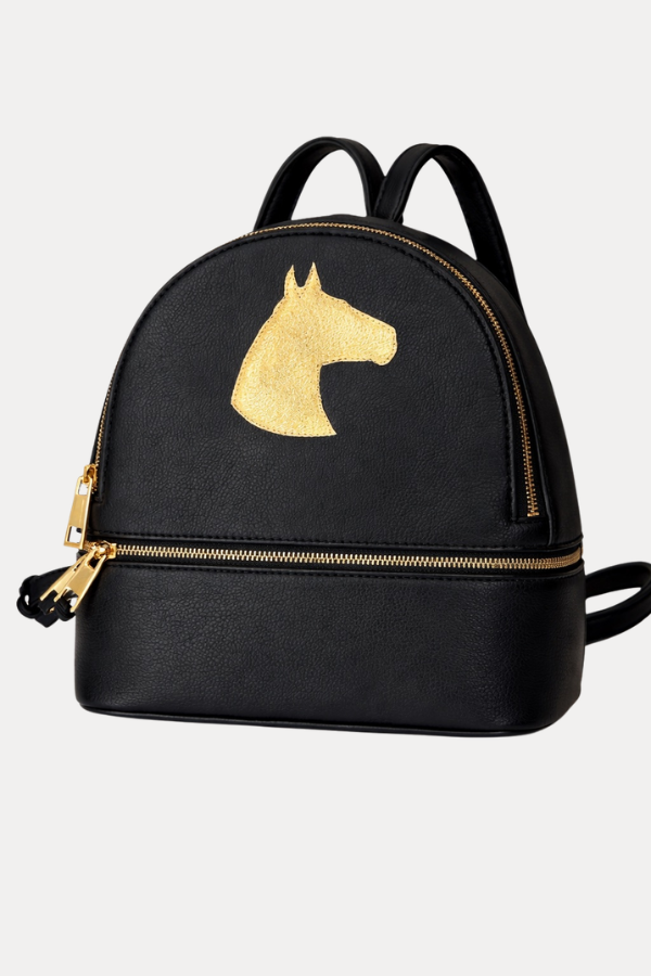 **GOLD HORSE BLACK BACKPACK BAG Judith March