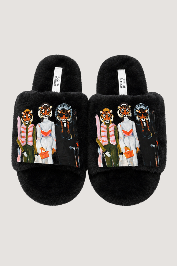 **TIGER SKI BLACK SLIPPERS SLIPPERS Judith March