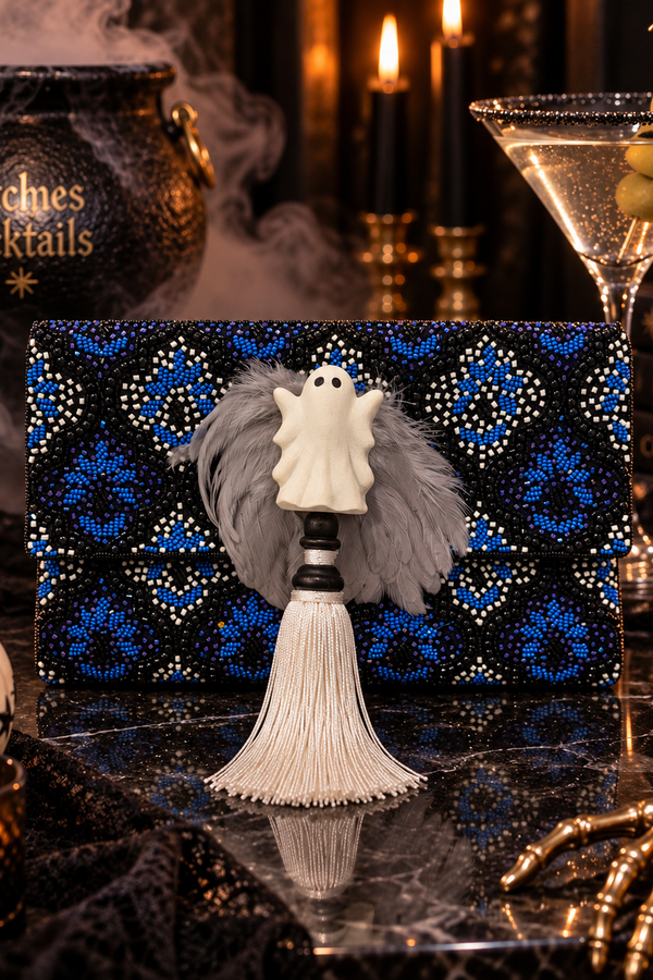 BLUE BOO BEADED CLUTCH Clutch Judith March