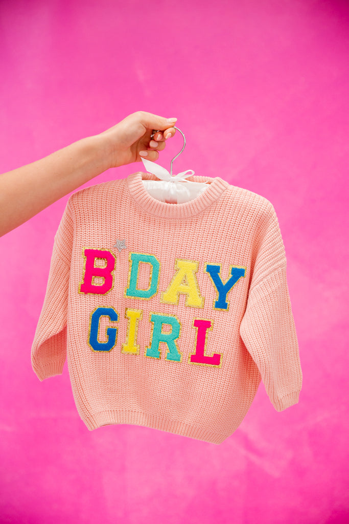 MINI KIDS BDAY GIRL WAFFLE SWEATER