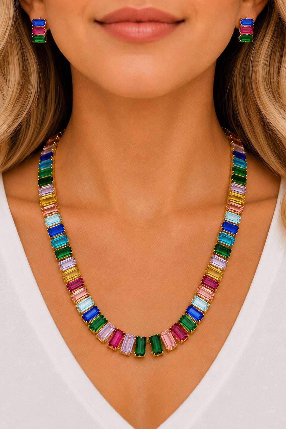 COLORFUL GEMSTONE STATEMENT NECKLACE