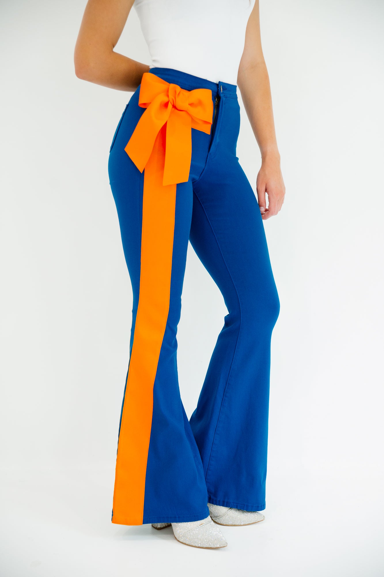 IT'S GAMEDAY FLARES FLARES Judith March SMALL DARK BLUE WITH ORANGE BOW