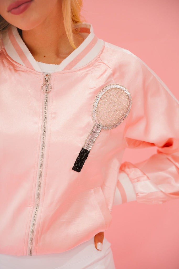 ON THE COURT PINK SATIN JACKET JACKET Judith March   