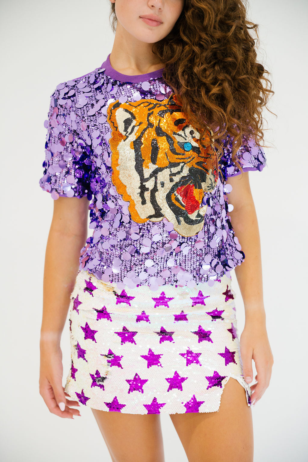 TIGER PURPLE SEQUIN TOP TOP Judith March