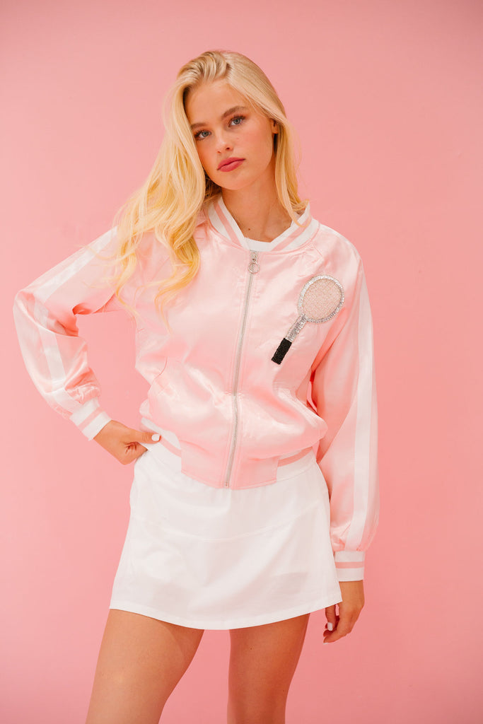 ON THE COURT PINK SATIN JACKET JACKET Judith March   