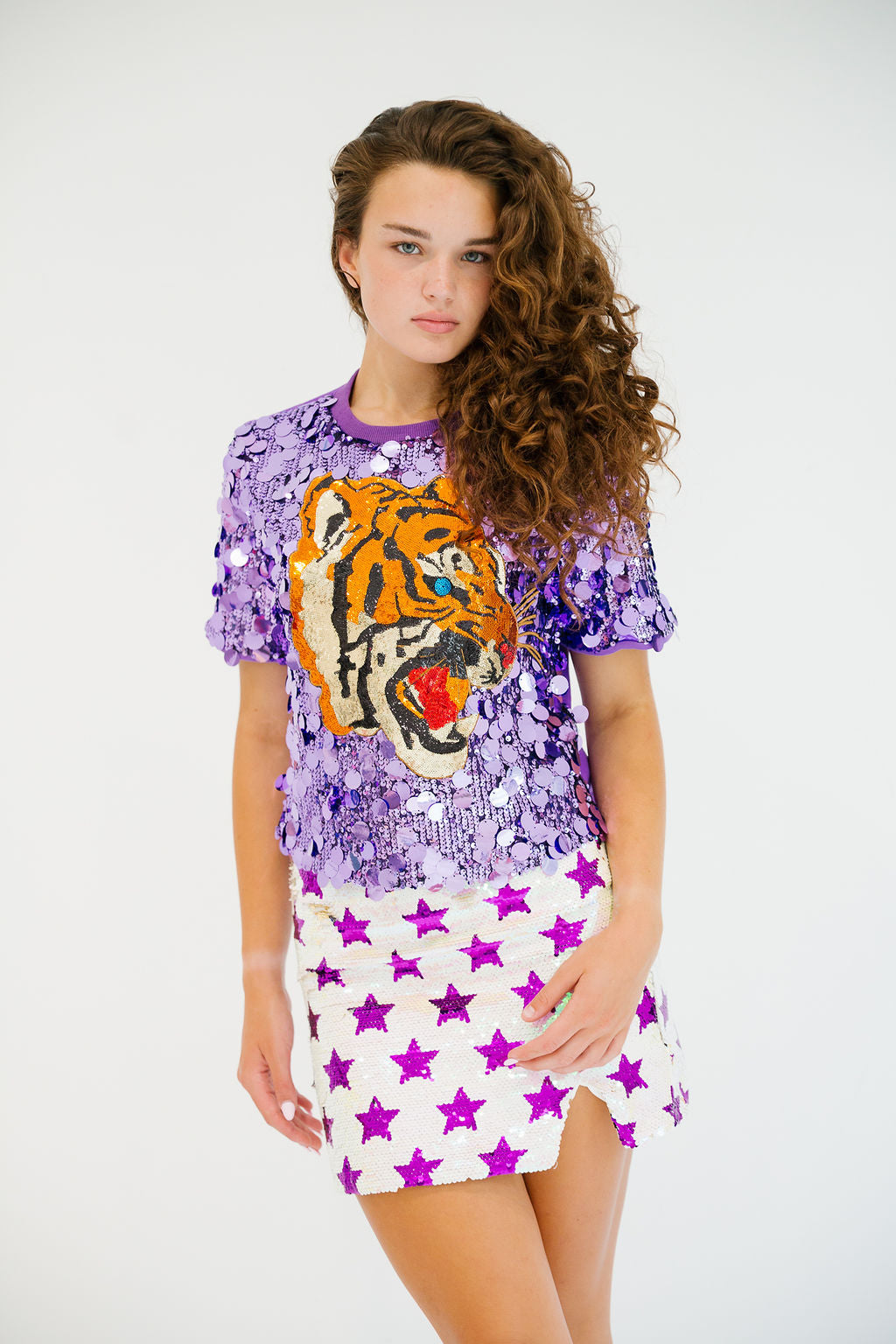 TIGER PURPLE SEQUIN TOP TOP Judith March