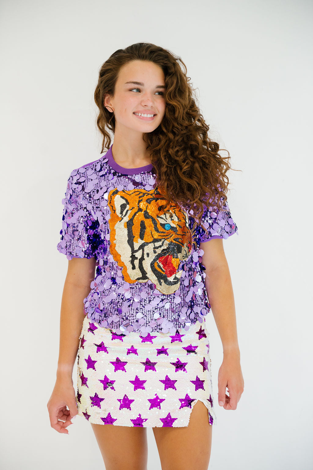 TIGER PURPLE SEQUIN TOP TOP Judith March
