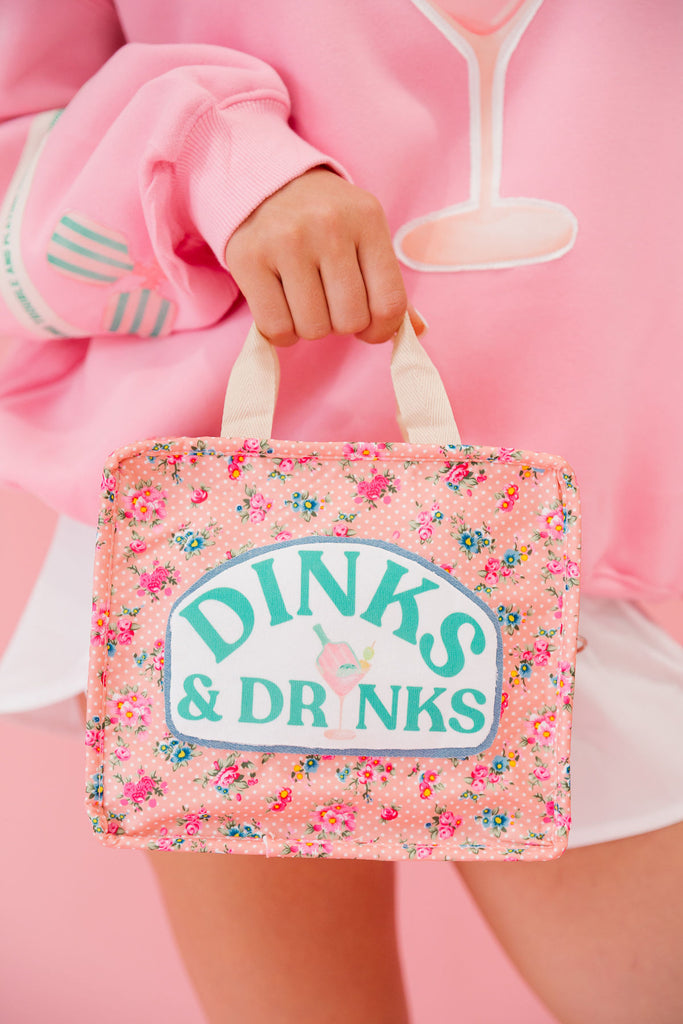 DINKS & DRINKS PINK FLORAL BAG Cosmetic & Toiletry Bags Judith March   
