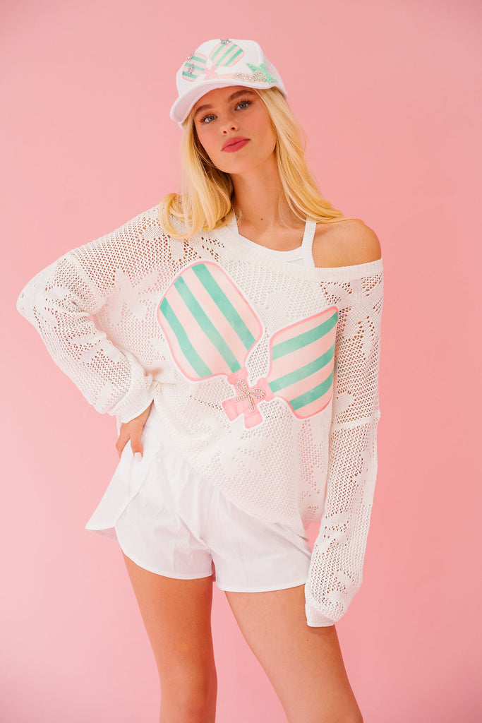 DOUBLE HIT WHITE FLORAL SWEATER SWEATER Judith March