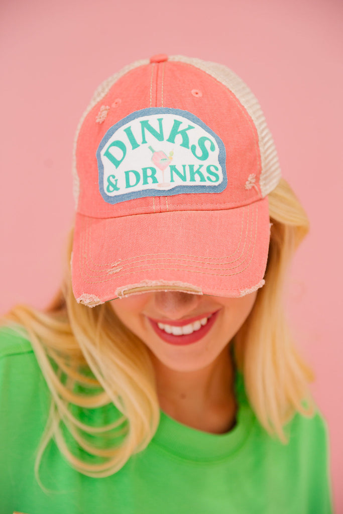 DINKS & DRINKS CORAL DISTRESSED HAT HAT Judith March   