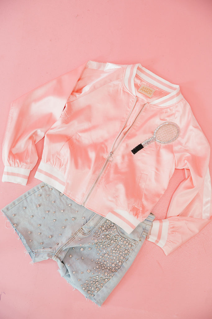 ON THE COURT PINK SATIN JACKET JACKET Judith March   