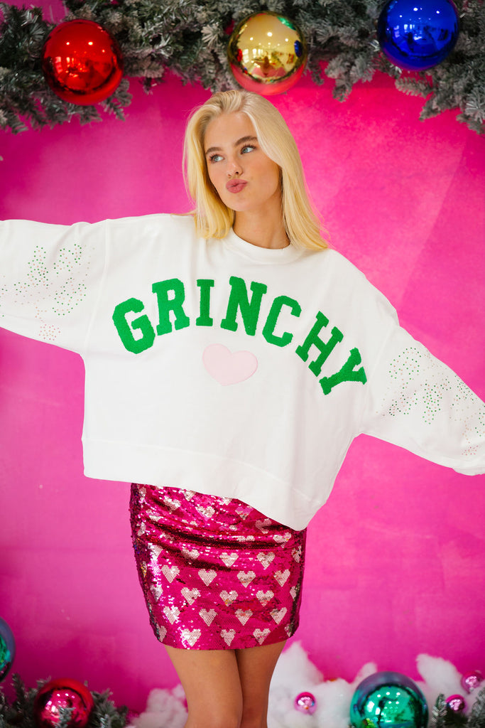 GRINCHY HEART WHITE PULLOVER