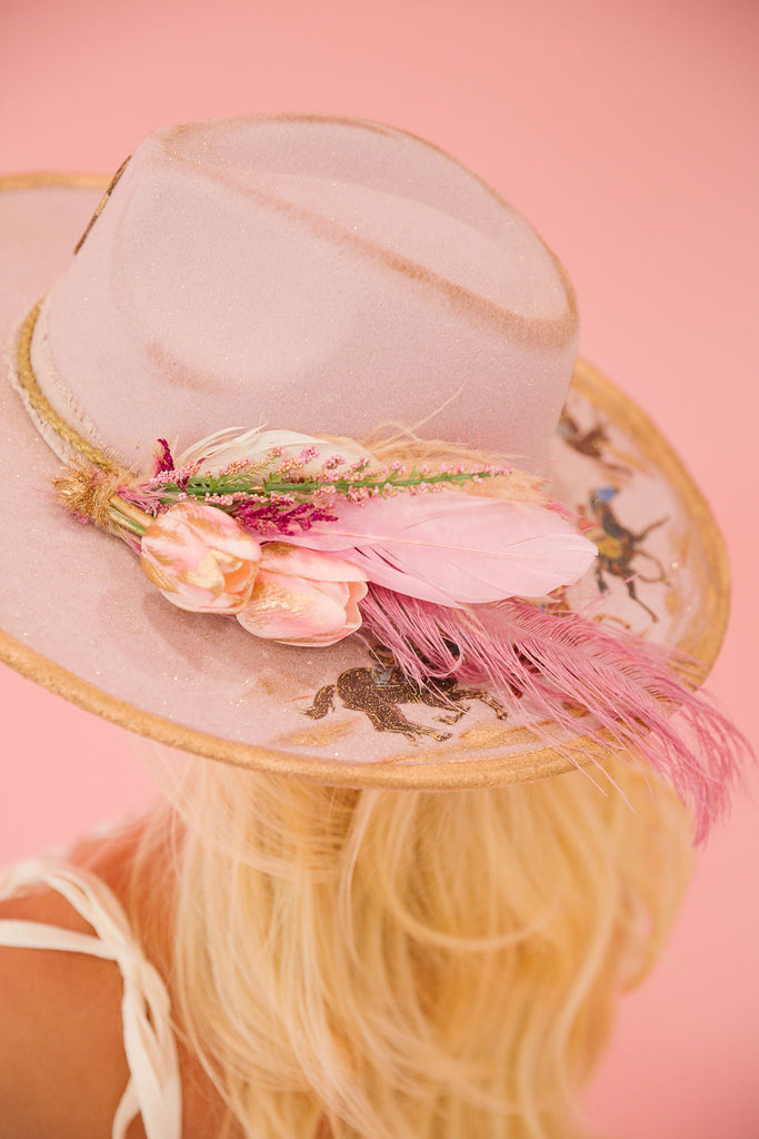 HORSE BIT FLORAL PINK RANCHER HAT RANCHER HAT Judith March