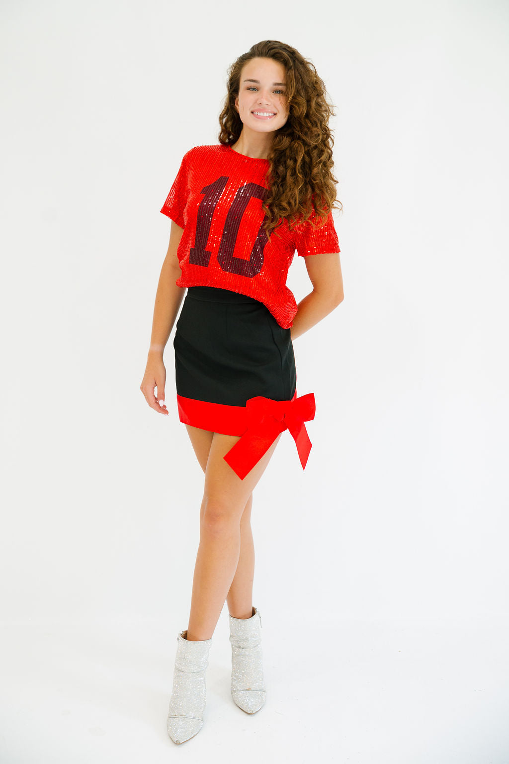 CUSTOM NUMBER RED SEQUIN TOP TOP Judith March