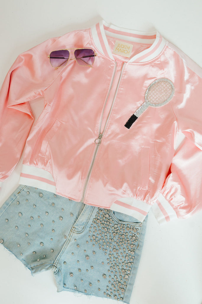 ON THE COURT PINK SATIN JACKET JACKET Judith March   