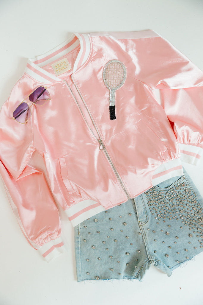 ON THE COURT PINK SATIN JACKET JACKET Judith March   