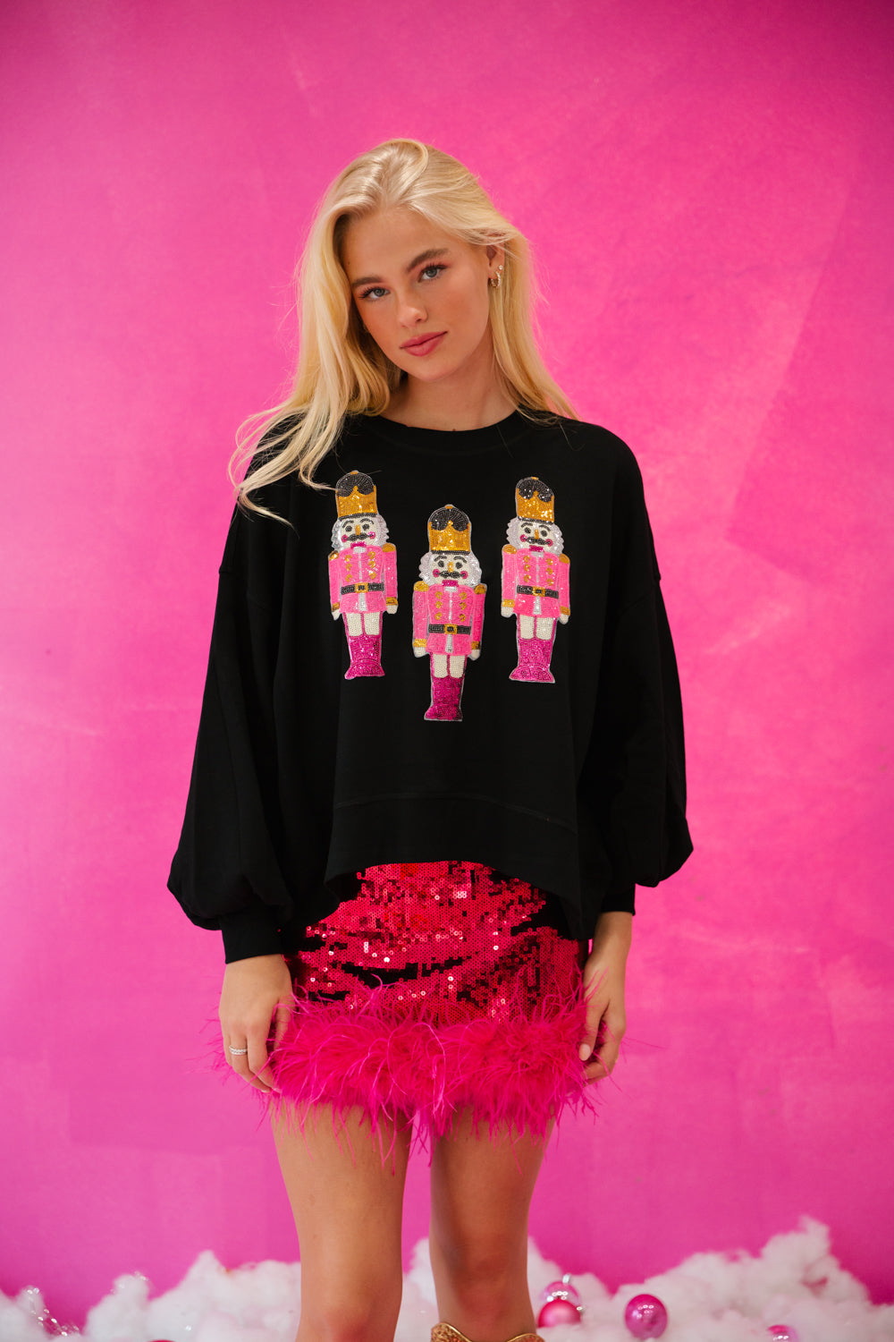 PINK SEQUIN NUTCRACKER PULLOVERS PULLOVER Judith March