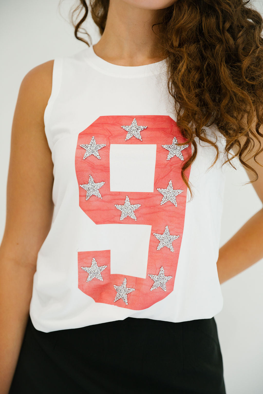 CUSTOM NUMBER WHITE TANK TANK Judith March