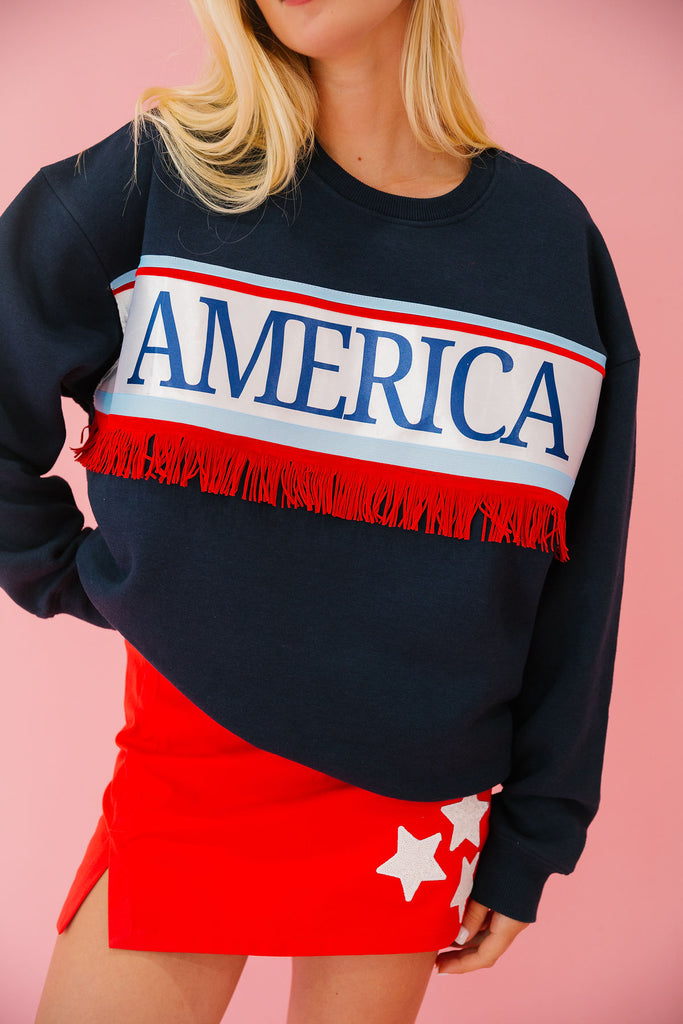AMERICA FRINGE NAVY PULLOVER PULLOVER Judith March   