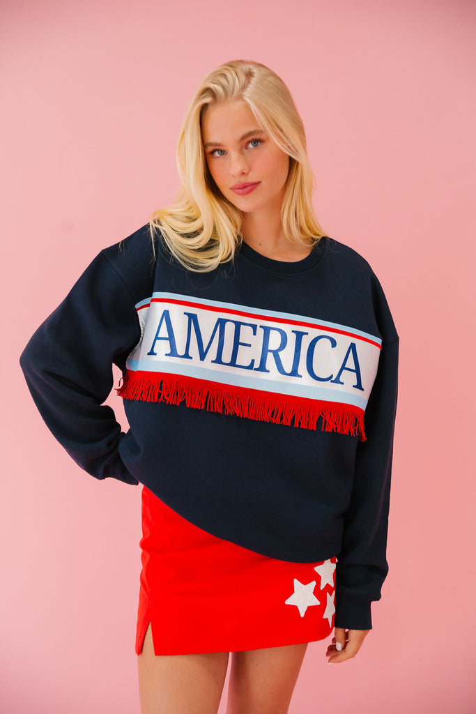 AMERICA FRINGE NAVY PULLOVER PULLOVER Judith March   