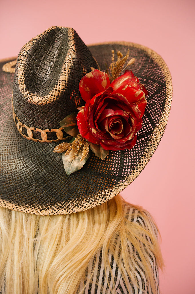 HORSESHOE ROSES BLACK SUN HAT Sun hat Judith March