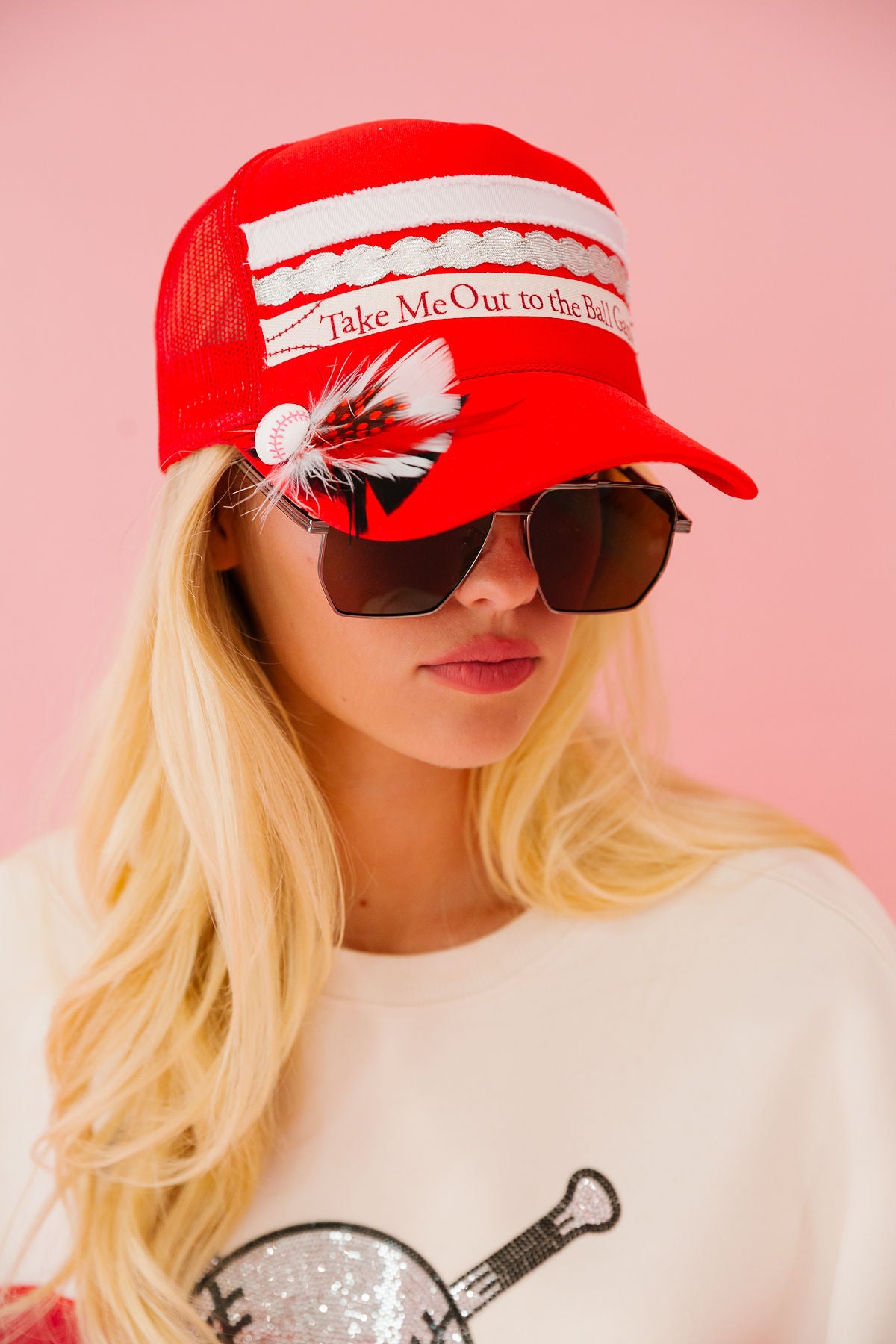 OUT TO THE BALL GAME TRUCKER HAT HAT Judith March   