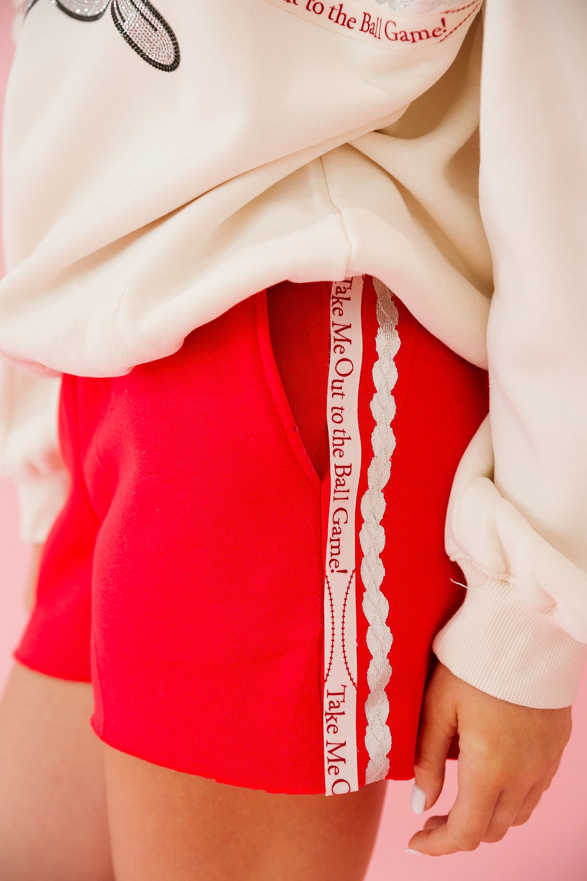 OUT TO THE BALL GAME RED SHORTS SHORTS Judith March