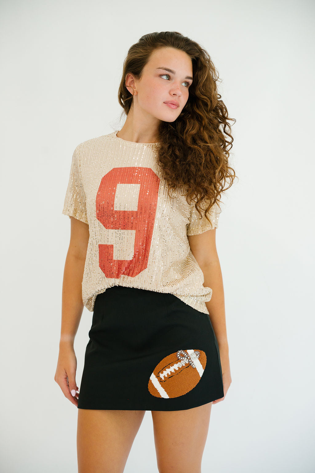 CUSTOM NUMBER GOLD SEQUIN TOP TOP Judith March
