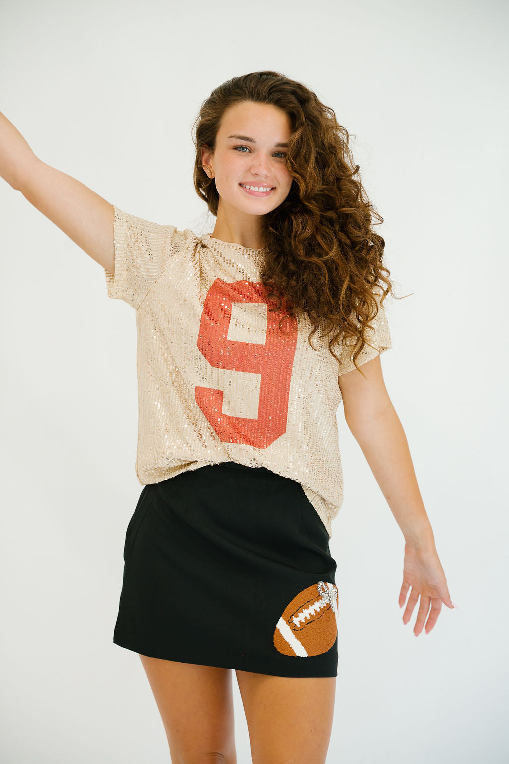 CUSTOM NUMBER GOLD SEQUIN TOP TOP Judith March