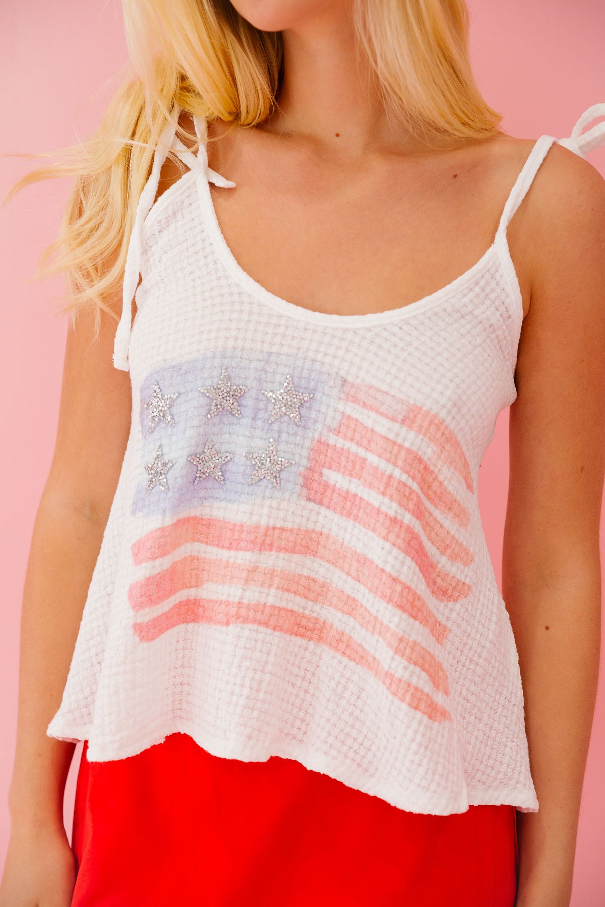 WATERCOLOR FLAG WHITE TANK TANK Judith March   