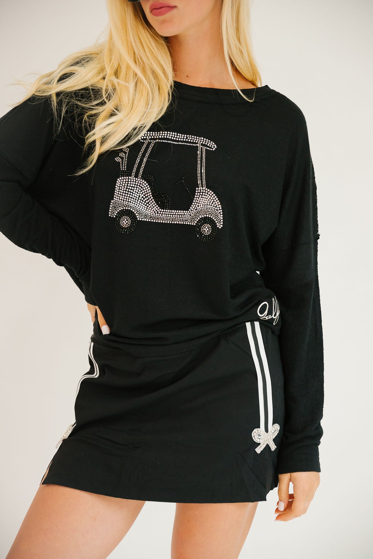 GOLF QUEEN BLACK SWEATER TEE Judith March SMALL