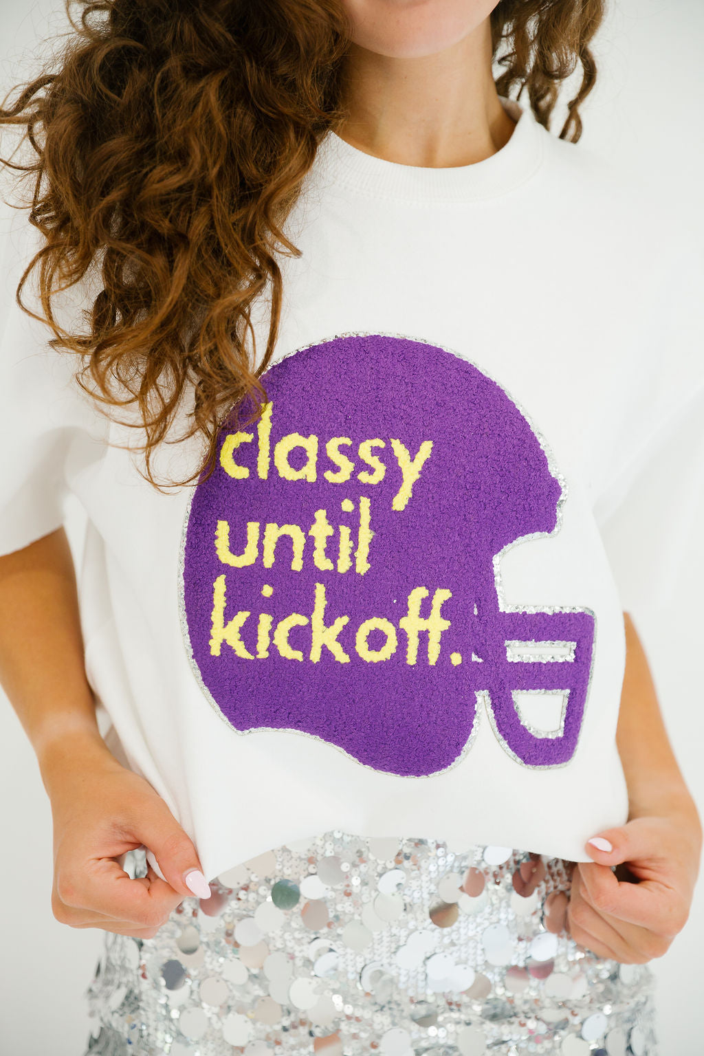 CLASSY UNTIL KICKOFF PURPLE HELMET SLEEVELESS PULLOVER PULLOVER Judith March