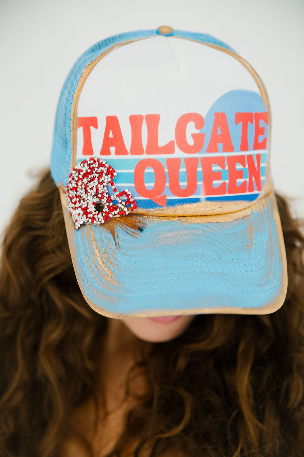 TAILGATE QUEEN BLUE TRUCKER HAT TRUCKER HAT Judith March