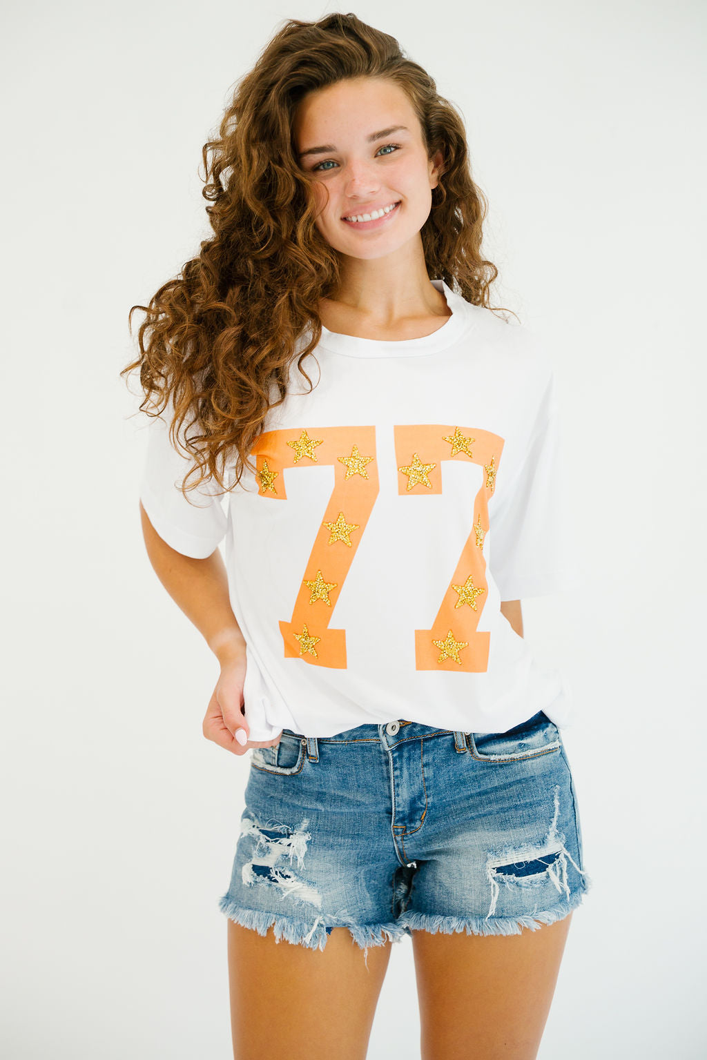 CUSTOM NUMBER GOLD STAR TEE TEE Judith March