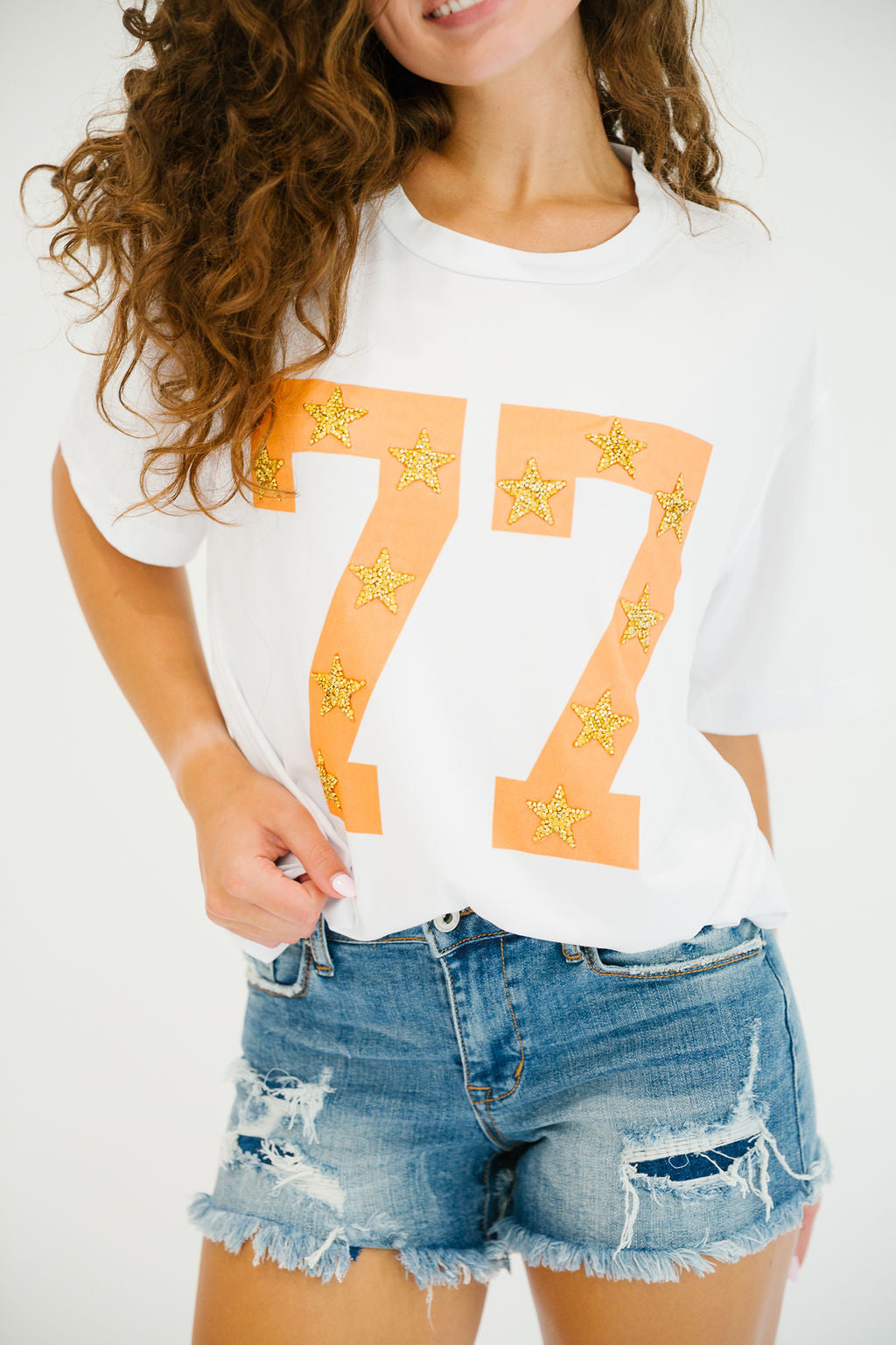 CUSTOM NUMBER GOLD STAR TEE TEE Judith March