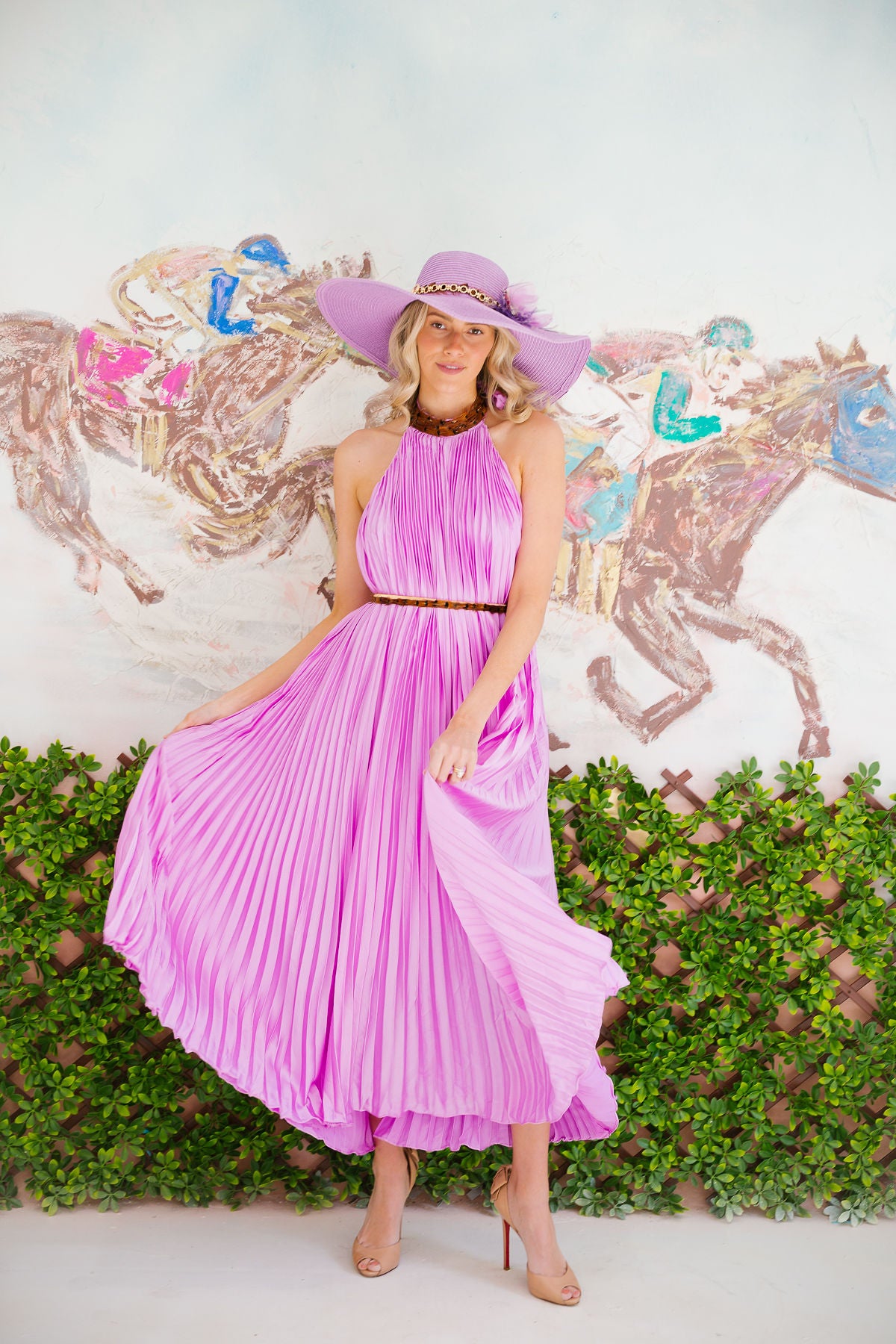 FEATHER LAVENDER PLEATED DRESS DRESS Judith March