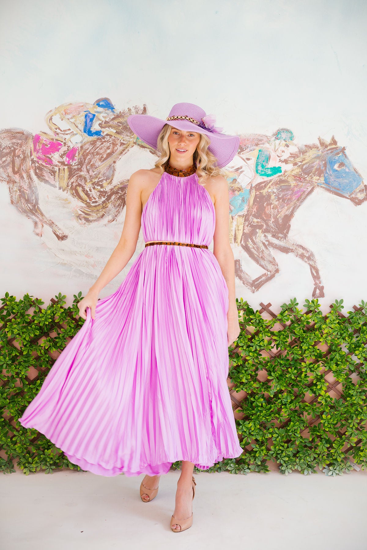 FEATHER LAVENDER PLEATED DRESS DRESS Judith March