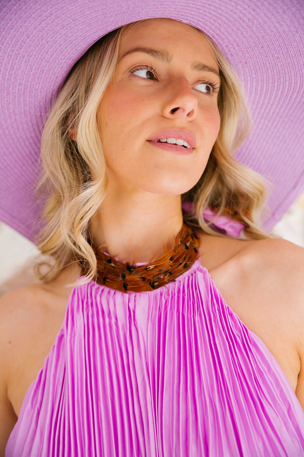 FEATHER LAVENDER PLEATED DRESS DRESS Judith March