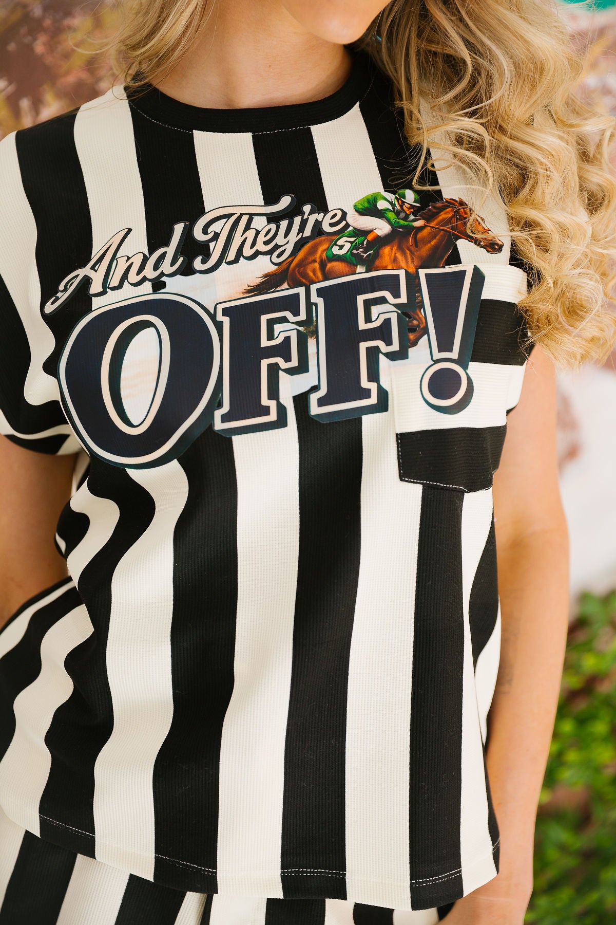 AND THEY'RE OFF BLACK STRIPED SET SET Judith March