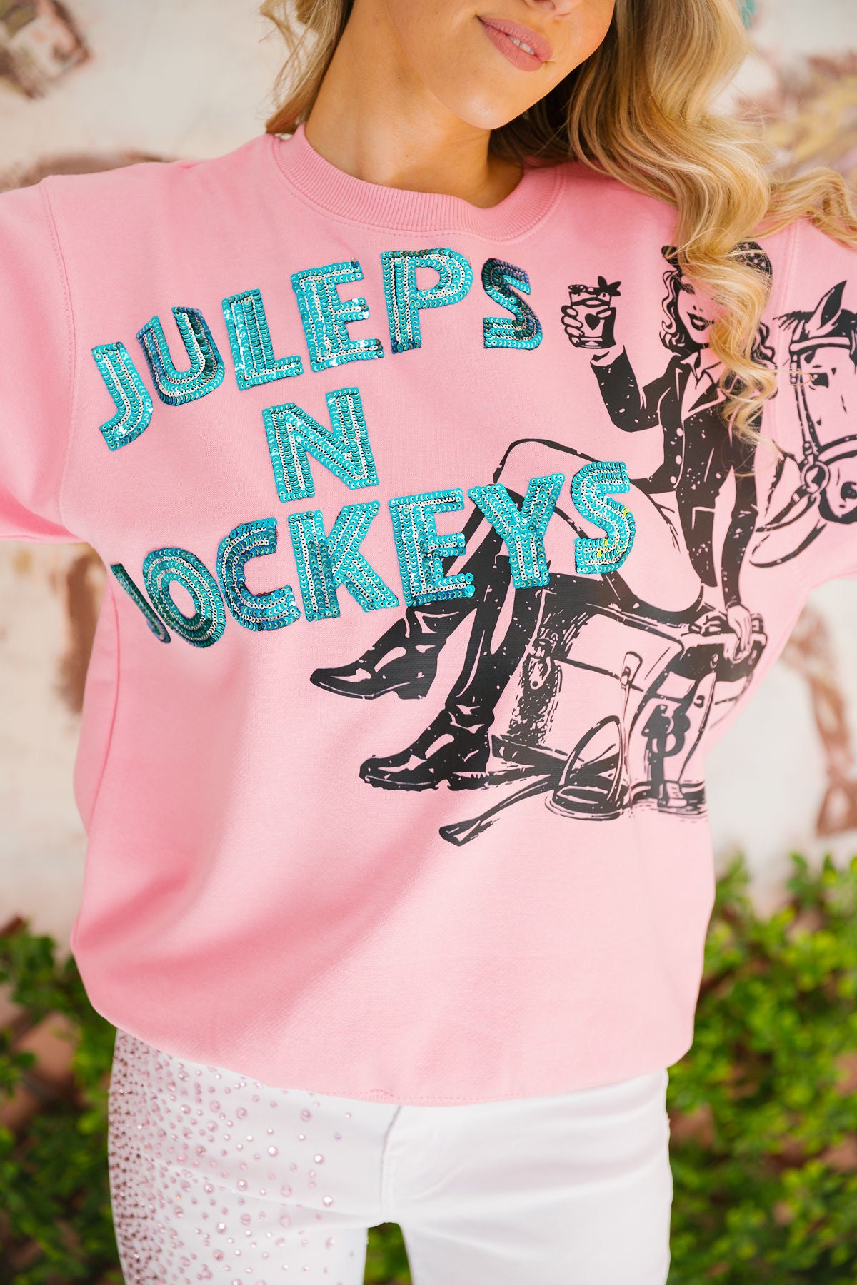 JULEPS N JOCKEYS BLUE SEQUIN PULLOVER PULLOVER Judith March