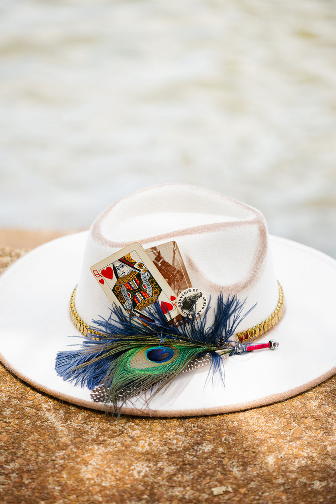 VINTAGE DERBY TICKET FEATHER RANCHER HAT Sun hat Judith March