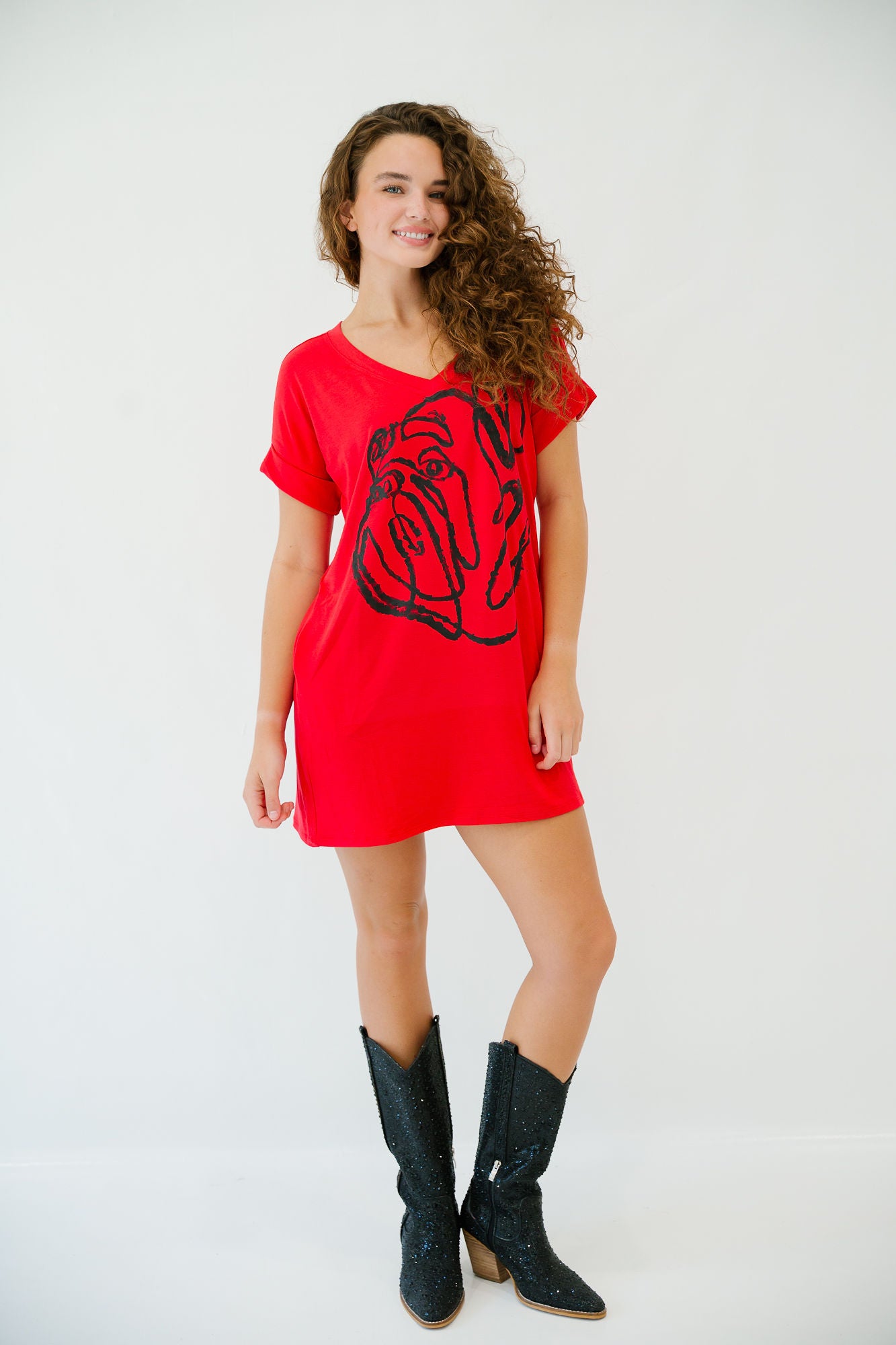 BULLDOG HAND PAINTED DRESS WITH POCKETS DRESS Judith March