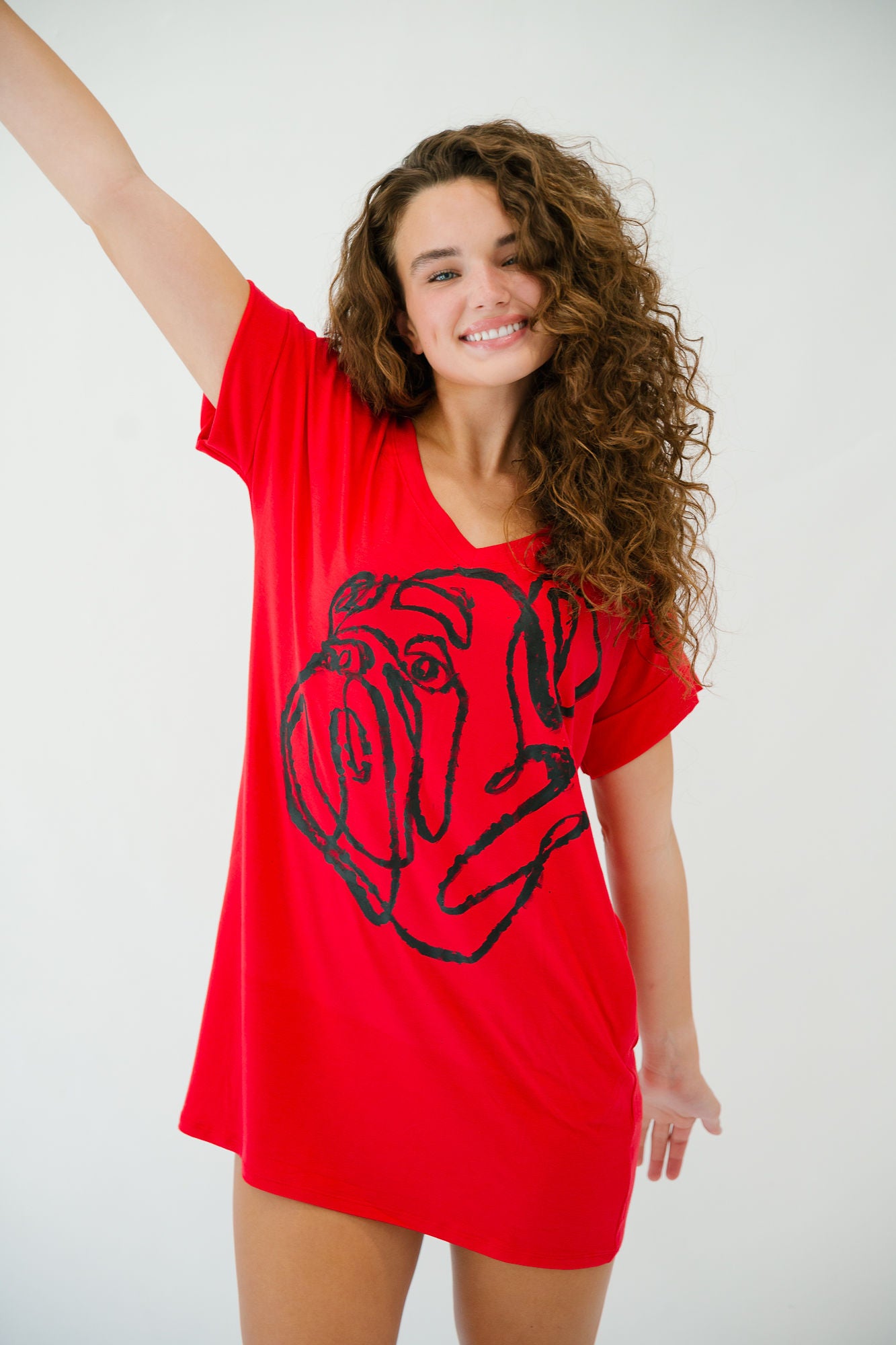 BULLDOG HAND PAINTED DRESS WITH POCKETS DRESS Judith March