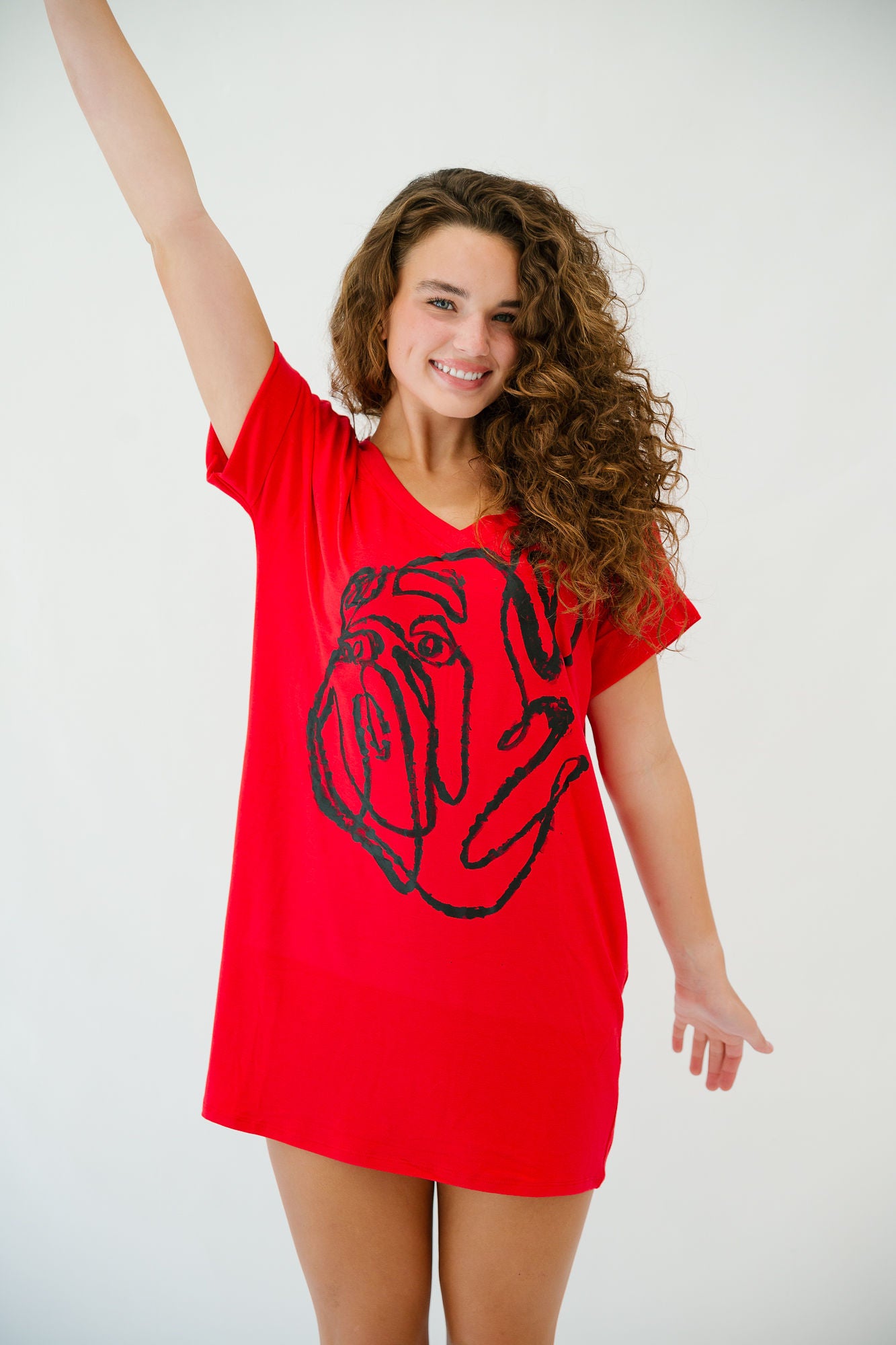 BULLDOG HAND PAINTED DRESS WITH POCKETS DRESS Judith March