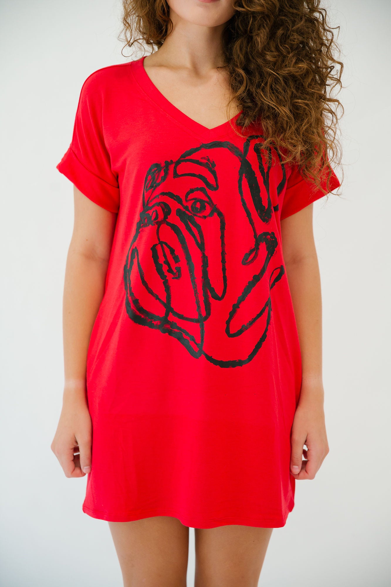 BULLDOG HAND PAINTED DRESS WITH POCKETS DRESS Judith March