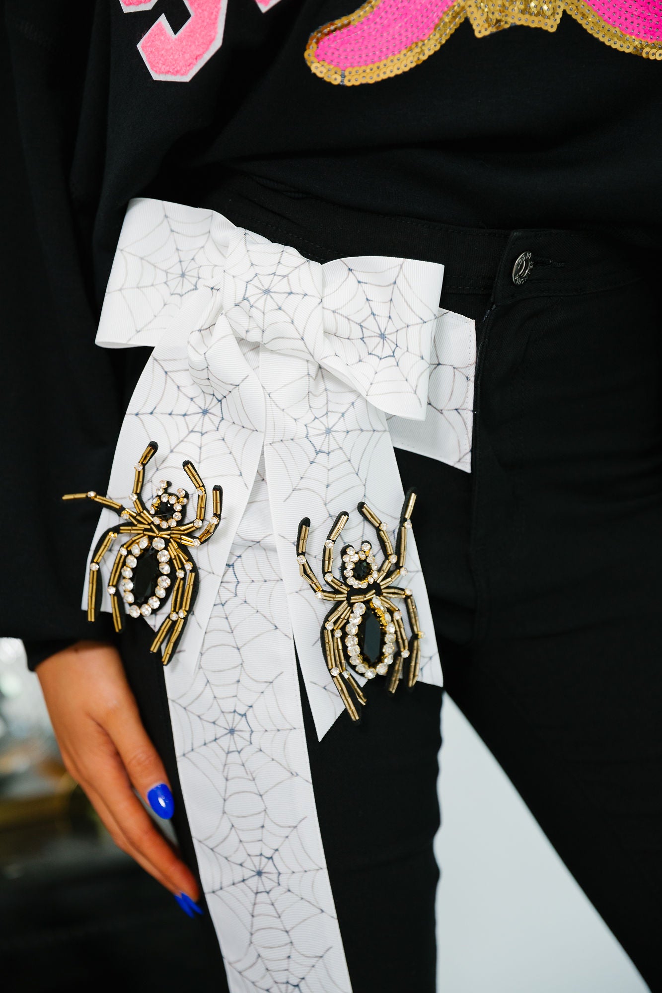 SPOOKY SPIDER BOW BLACK FLARES FLARES Judith March