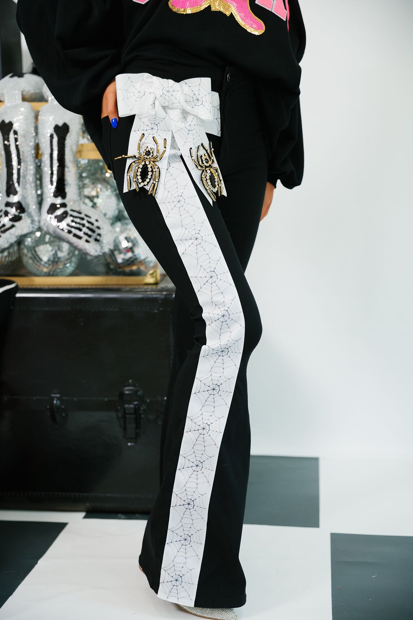 SPOOKY SPIDER BOW BLACK FLARES FLARES Judith March