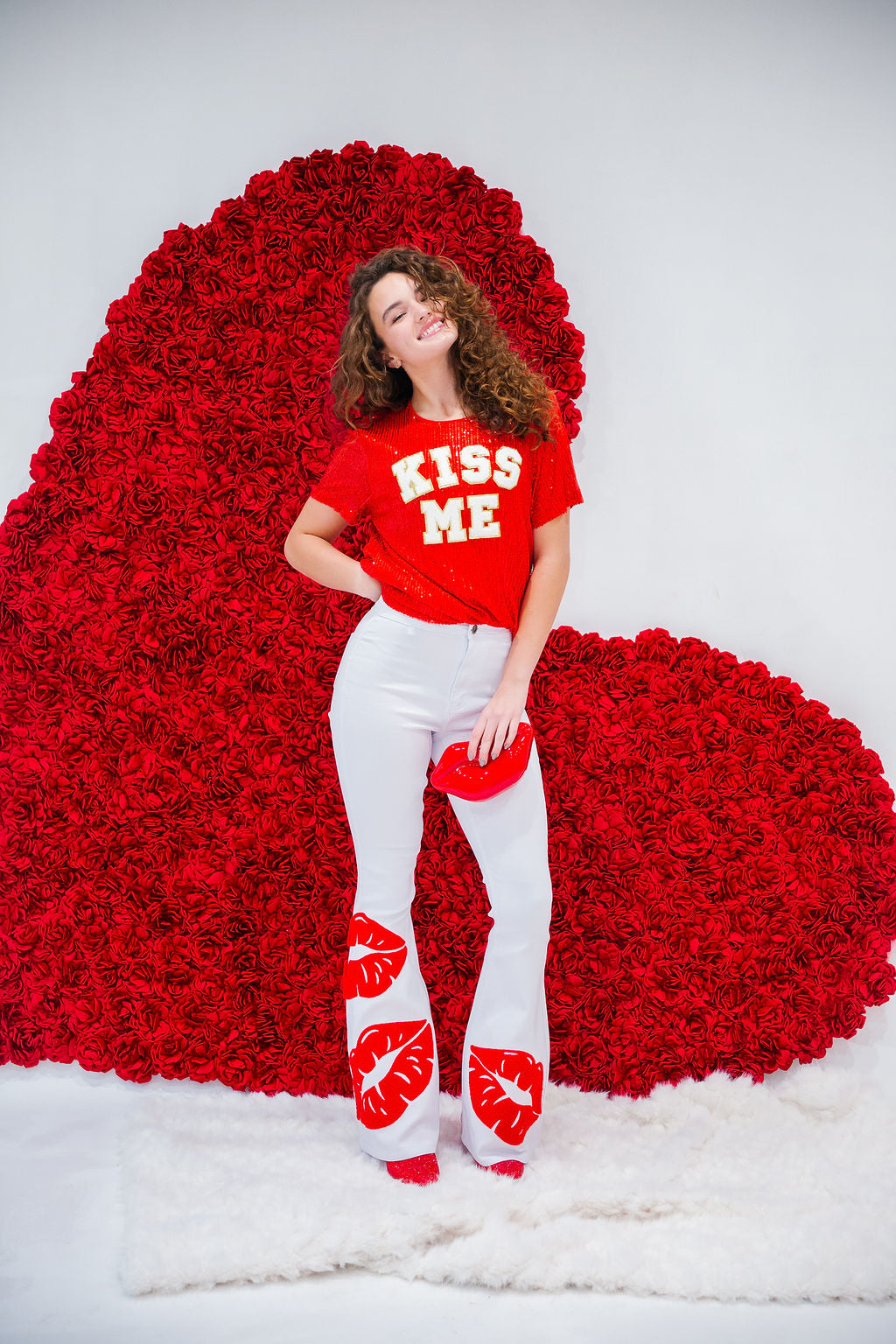 KISS ME RED SEQUIN TOP